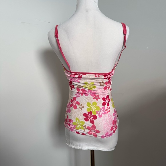 Y2K Vintage Pink Floral Mesh Cami Tank – Fairycore Coquette Retro Festival Top M - Picture 4 of 6